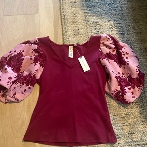 NWT Anthropology maroon top sz XS